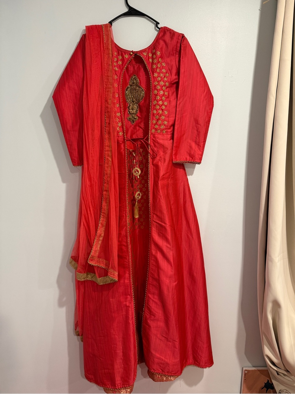 Embroidered Red Ethnic Anarkali Gown with Dupatta